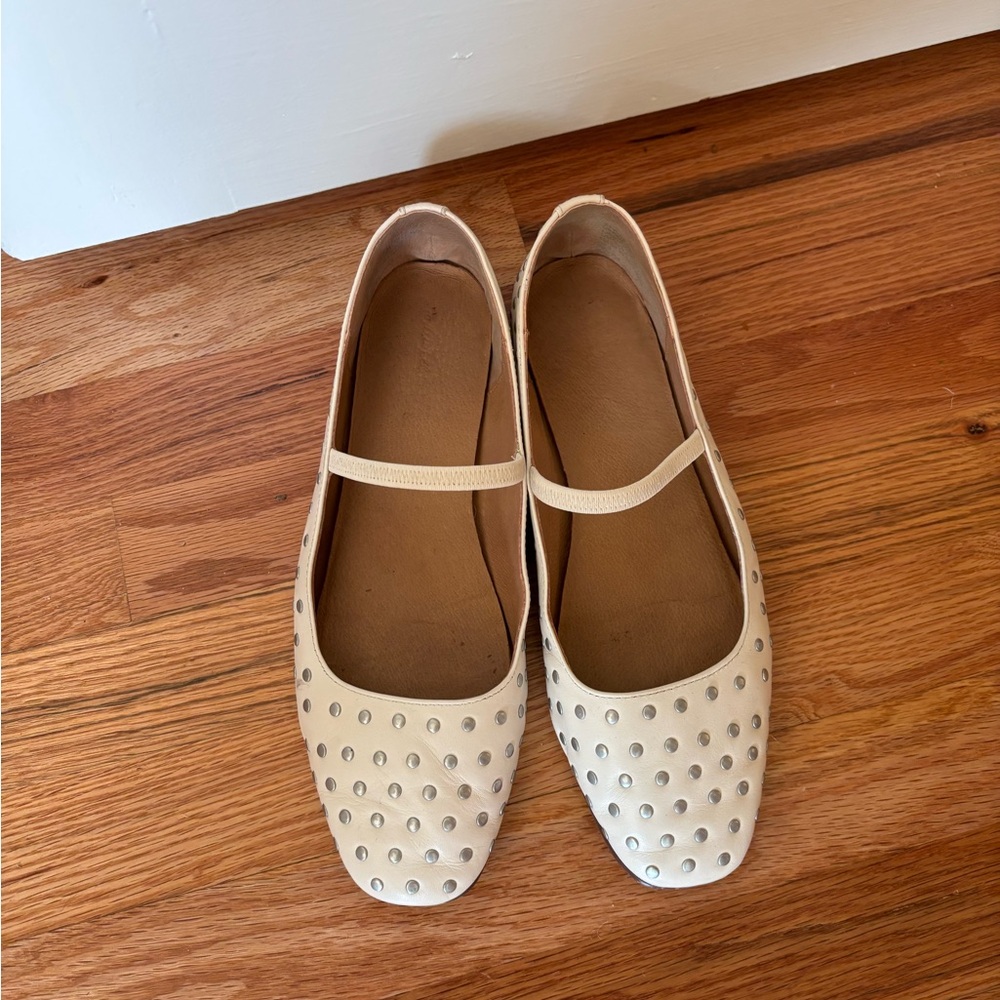 Madewell Greta White Studded Mary Jane Flats